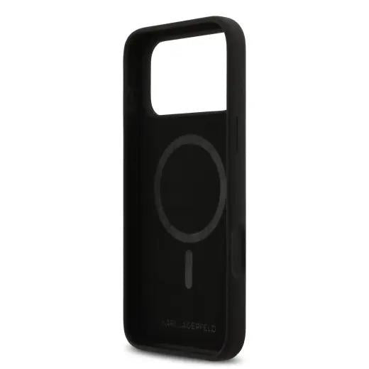 Karl Lagerfeld Liquid Silicone Karl and Choupette Sketch Case with MagSafe for iPhone 17 Pro Max 6.9" Black - KLHMP17XSKCGRGOK