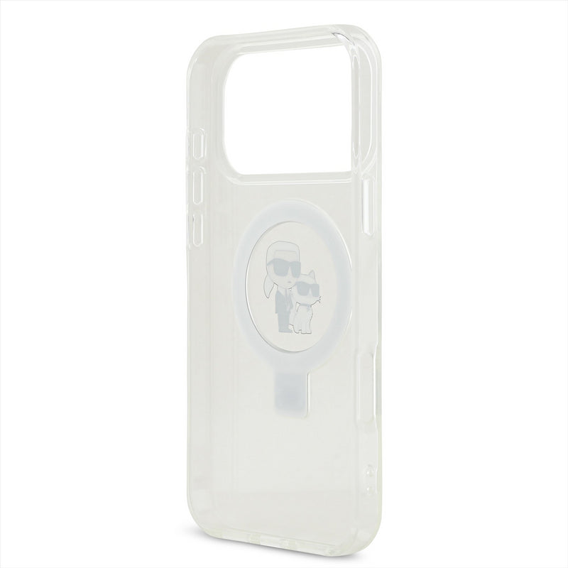 Karl Lagerfeld Ring Stand Karl and Choupette Case with MagSafe for iPhone 17 Pro Max 6.9" Clear - KLHMP17XHMRSKCH