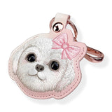 Nimmy Big Eye Cute Pet Bischon Fraise Dog Face Airtag Keychain Pink - N-XDY-YSK-02-A