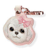 Nimmy Big Eye Cute Pet Bischon Fraise Dog Face Airtag Keychain Pink - N-XDY-YSK-02-A