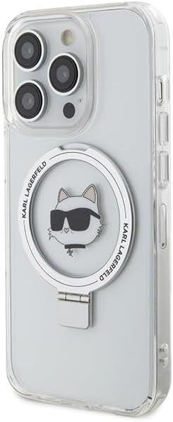 Karl Lagerfeld Choupette Head with MagSafe & Ring Stand for iphone 15 Pro Max 6.7" Transparent - KLHMP15XHMRSCHH