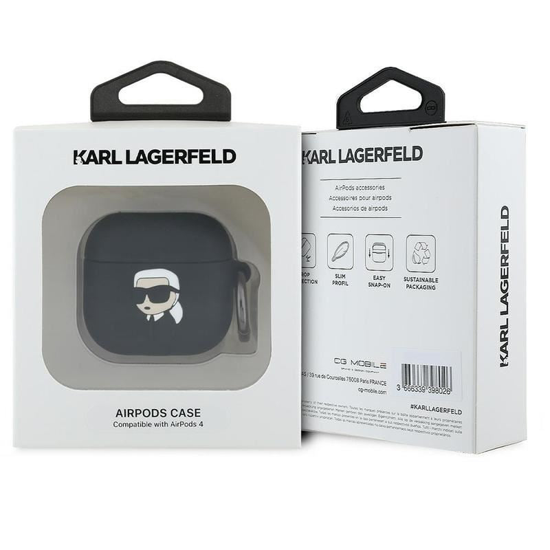 Karl Lagerfeld 3D Karl Head Silicone Case for AirPods 4 Black - KLA4RUNIKK