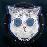 Nimmy Glass Cool Cat Face Case with Detachable MagSafe Grip Stand for iPhone 17 Pro 6.3" Black Blue - N-YJKM-CXZJ-IP17-PRO-03