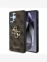 Guess Leather 4G Coloured Ring Classic Logo Case with MagSafe for Samsung Galaxy S25 Ultra 6.9" Brown - GUHCS25L4GMGBR