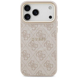 Guess PU Leather 4G Gold Frame Case with MagSafe for iPhone 17 Pro Max 6.9" Pink - GUHMP17XP4MSEGCW