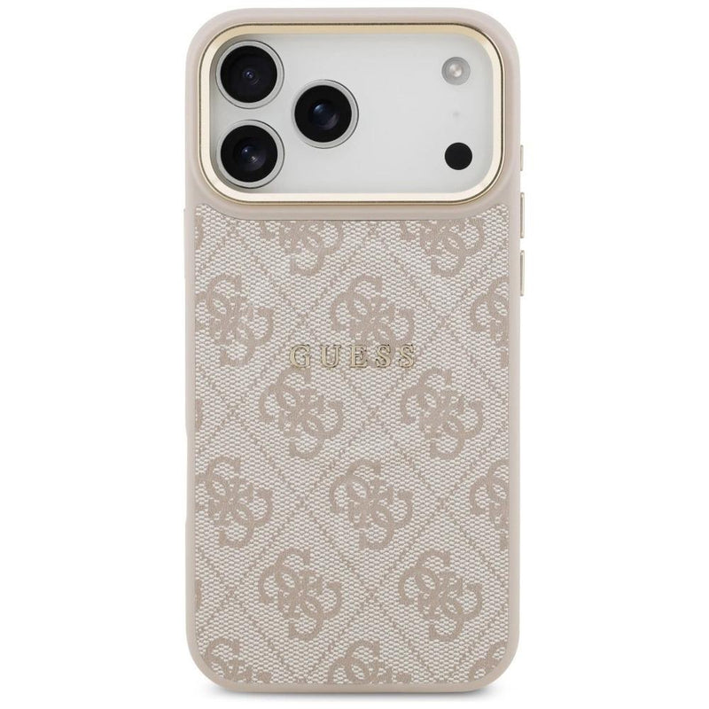 Guess PU Leather 4G Gold Frame Case with MagSafe for iPhone 17 Pro Max 6.9" Pink - GUHMP17XP4MSEGCW