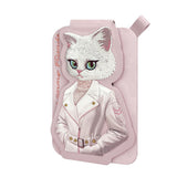 Nimmy Fashion & Cute White Cat Series Embroidery Magnetic Stand with MagSafe Pink - N-CXMC-ZJKT-04