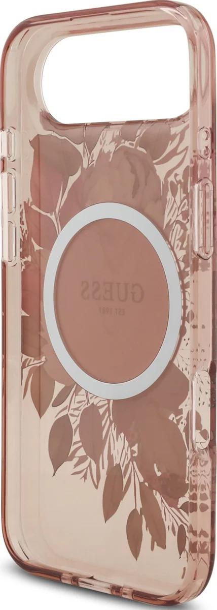Guess IML Flowers Strap Case with MagSafe for iPhone 17 Air 6.5" Pink - GUHMP17MHFWBRCESP
