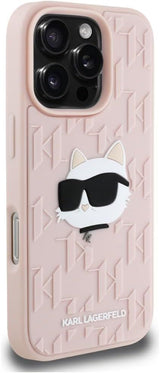 Karl Lagerfeld 3D Choupette Rubber Monogram Case for iPhone 16 Pro 6.3" Pink - KLHCP16LRBCCHHKLP