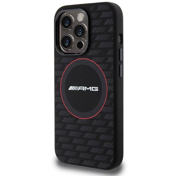 Mercedes AMG Carbon Pattern Liquid Silicone Case with MagSafe for iphone 15 Pro 6.1" Black - AMHMP15L23SMRK