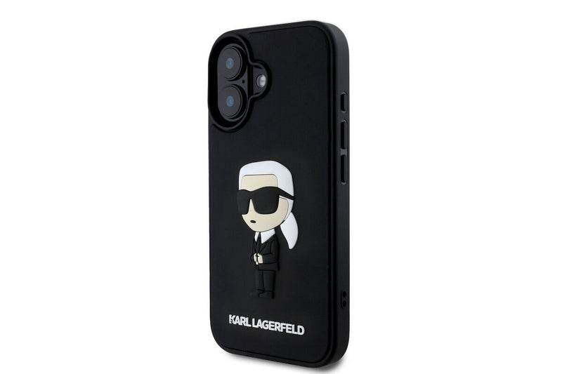 Karl Lagerfeld 3D Rubber Ikonik Case for iPhone 16 6.1" Black - KLHCP16S3DRKINK