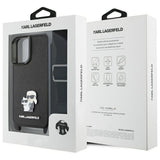 Karl Lagerfeld Saffiano Karl & Choupette Metal Pin Crossbody Strap Case for iPhone 16 6.1" Black - KLHCP16SSAKCPBK