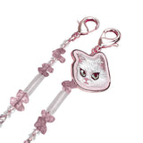 Nimmy Big Eye Cute Pet White Cat Mobile Phone Chain Bag Charm Crystal Bracelet Pink - N-CXMC-SL-04