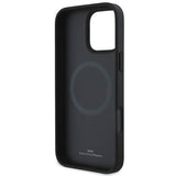 BMW Sign Leather Textured and Line Case with MagSafe for iPhone 16 Pro 6.3" Grey - BMHMP16L23RDCLG