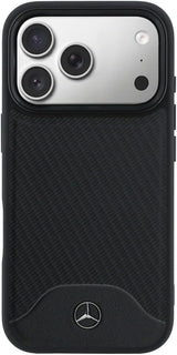 Mercedes Benz Wood Effect and Curve Leather Case with MagSafe for iPhone 17 Pro Max 6.9" Black - MEHMP17X25PCBPWK