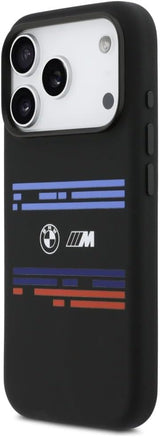 BMW M Series Silicone Horizontal Line Case with MagSafe for iPhone 17 Pro 6.3" Black - BMHMP17L25SHOTSK