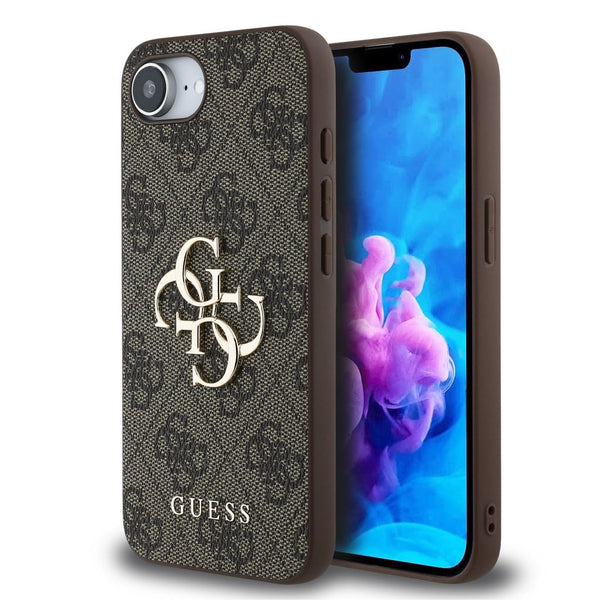 Guess PU 4G Metal Big Logo Case for iPhone 16e 6.1" Brown - GUHCPSE44GMGBR