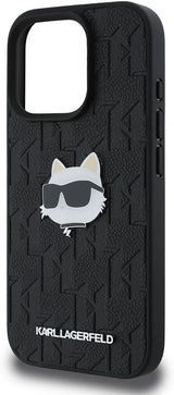 Karl Lagerfeld Monogram Choupette Head Pin Case for iPhone 16 Pro 6.3" Black - KLHCP16LPGKLCHPK