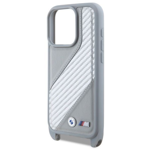 BMW M Series Carbon Stripe & Strap Case for iPhone 16 Pro Max 6.9" Grey - BMHCP16X23PSCCG
