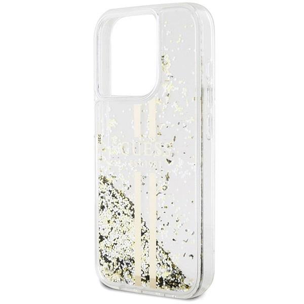 Guess Liquid Glitter Gold Stripes Hard Case for iphone 15 Pro Max 6.7" Transparent- GUHCP15XLFCSEGT