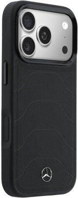 Mercedes Benz Bow Line Leather Case with MagSafe for iPhone 17 Pro Max 6.9" Black - MEHMP17X25PMERCK