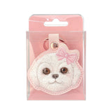Nimmy Big Eye Cute Pet Bischon Fraise Dog Face Airtag Keychain Pink - N-XDY-YSK-02-A