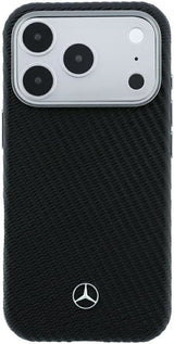 Mercedes Leather Semi Wrap Wood Effect Case with MagSafe for iPhone 17/18 Pro Max 6.9" Black - MEHMP18X25PFWWPK