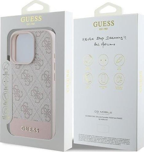 Guess 4G Bottom Stripe Case for iPhone 16 Pro Max 6.9" Pink - GUHCP16XG4GLPI