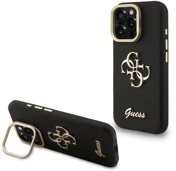 Guess PU Grained 4G Logo Stand Camera Frame Case for iPhone 16 Pro Max 6.9" Black - GUHCP16XPCS4GSK