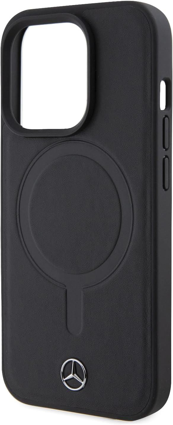 Mercedes Benz Leather Case Star Logo with MagSafe Case for iphone 15 Pro 6.1"  Black - MEHMP15L23RCMK