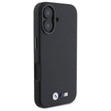 BMW M Series Carbon Wrapped Metal Logo Hardcase for iPhone 16 6.1" Black - BMHCP16S23PUFWC