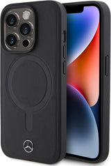 Mercedes Benz Leather Case Star Logo with MagSafe Case for iphone 15 Pro 6.1"  Black - MEHMP15L23RCMK
