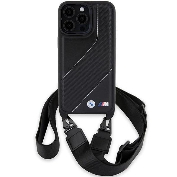 BMW M Edition Carbon Stripe with Strap Hard Case for iphone 15 Pro Max 6.7" Black - BMHCP15X23PSCCK