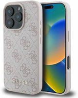 Guess Leather 4G Classic Logo Hardcase with MagSafe for iphone 16 Pro 6.3" Pink - GUHCP16LG4GFPI