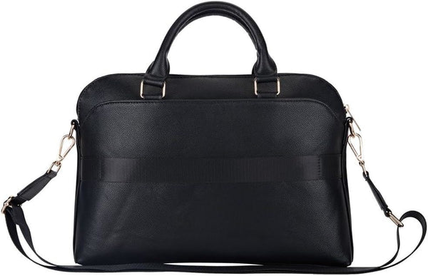 Guess Grained Triangle Logo Zipper Pocket 15" Laptop Bag Black - GUCB15PGTSPSK