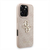 Guess PU 4G Metal Logo and Pearl Strap Case with MagSafe for iPhone 16 Pro Max 6.9" Pink - GUHCP16XP4GMGSP