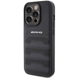 Mercedes AMG Hardcase Leather Debossed Lines Case for iphone 15 Pro 6.1" Black - AMHCP15LGSEBK