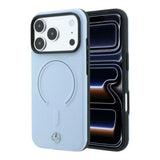 Mercedes Leather 3D MagSafe Case for iPhone 17/18 Pro 6.3" Blue - MEHMP18L25PEMMOB