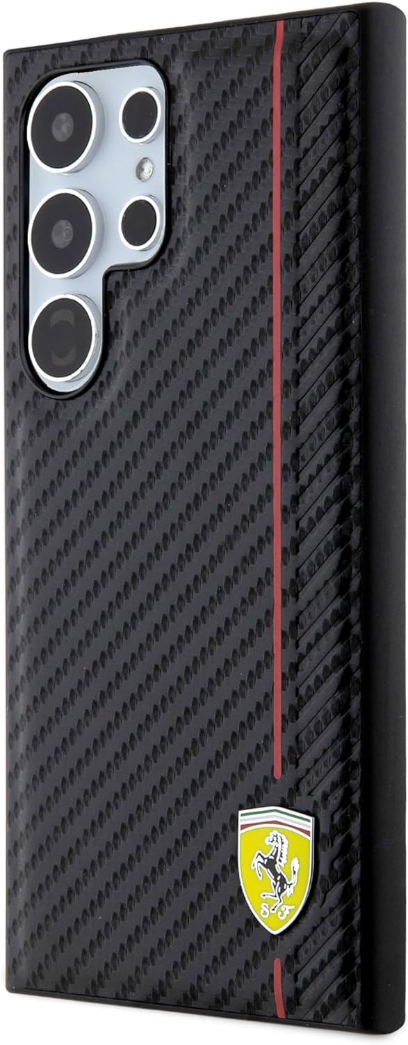 Ferrari Carbon Printed Line Hard Case for Samsung Galaxy S24 Ultra 6.8" Black - FEHCS24LN3DUR