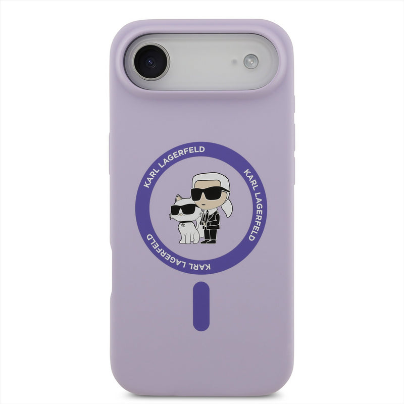 Karl Lagerfeld Liquid Silicone Karl and Choupette Case with MagSafe for iPhone 17 Air 6.5" Purple - KLHMP17MSCMKCRHU