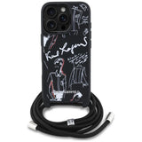 Karl Lagerfeld Crossbody Grained Pattern & Logo Case for iPhone 16 Pro 6.3" Black - KLHCP16LPGGRMPCK