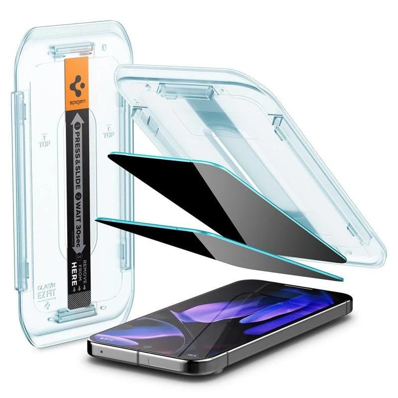 Spigen Glastr EZ Fit Privacy Film Screen Protector 2 Pack for Google Pixel 9 Pro 6.3" - AGL09312