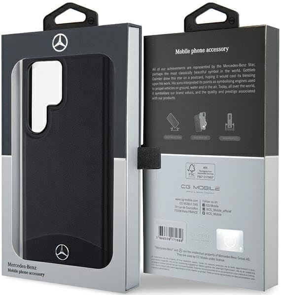 Mercedes Benz Genuine Leather Fluted with MagSafe Star Logo Case for Samsung Galaxy S24 Ultra 6.8" Black - MEHMS24L23RBARK