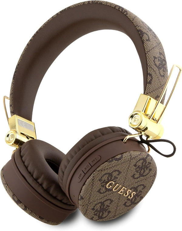 Guess Wireless Headphones 4G PU Leather with Metal Logo Brown - GUBH704GEMW