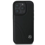 Mercedes MB Curved Stitches Leather Case for iPhone 16 Pro Max 6.9" Black - MEHCP16X23RBCSK