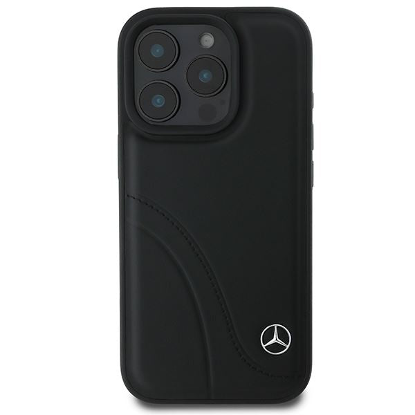 Mercedes MB Curved Stitches Leather Case for iPhone 16 Pro Max 6.9" Black - MEHCP16X23RBCSK