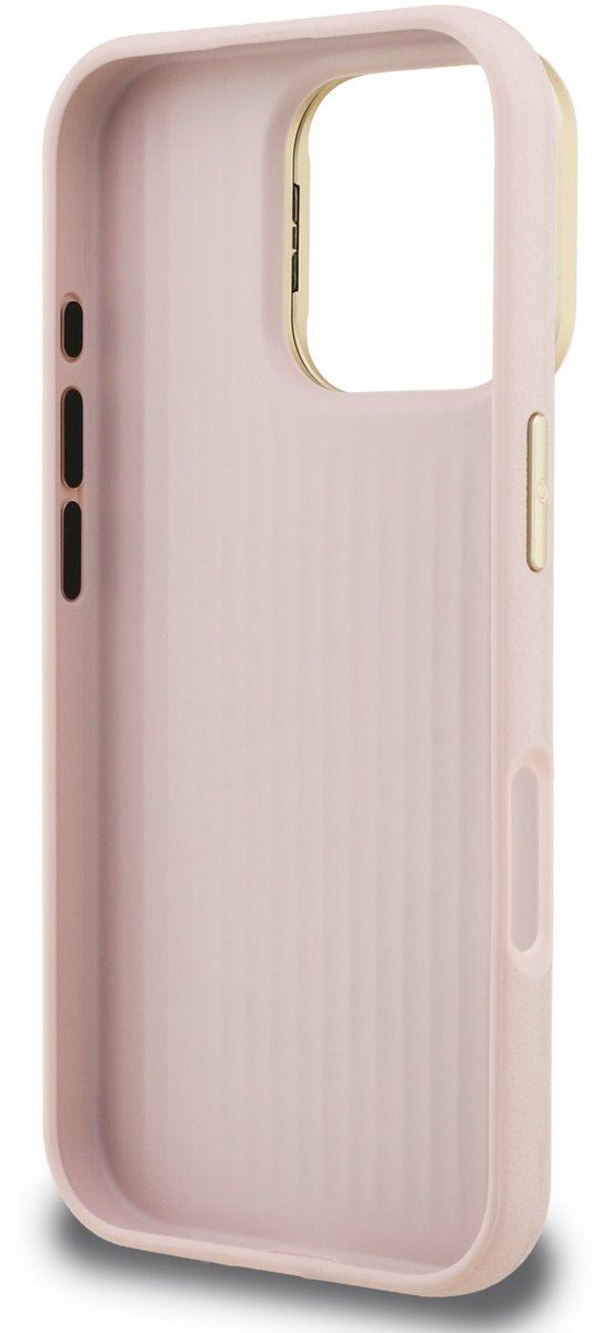 Guess PU Grained 4G Logo Stand Camera Frame Case for iPhone 16 Pro 6.3" Pink - GUHCP16LPCS4GSP