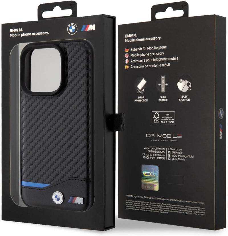 BMW Leather Carbon Case for iphone 15 Pro 6.1" Black - BMHCP15L22NBCK
