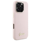 Guess Silicone Script Metal Logo & Frame Case for iPhone 16 Pro Max 6.9" Pink - GUHCP16XSMBSLP