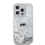 Karl Lagerfeld Liquid Glitter Karl Head Case with MagSafe for iPhone 15 Pro 6.1" Clear - KLHMP15LLGKISGH